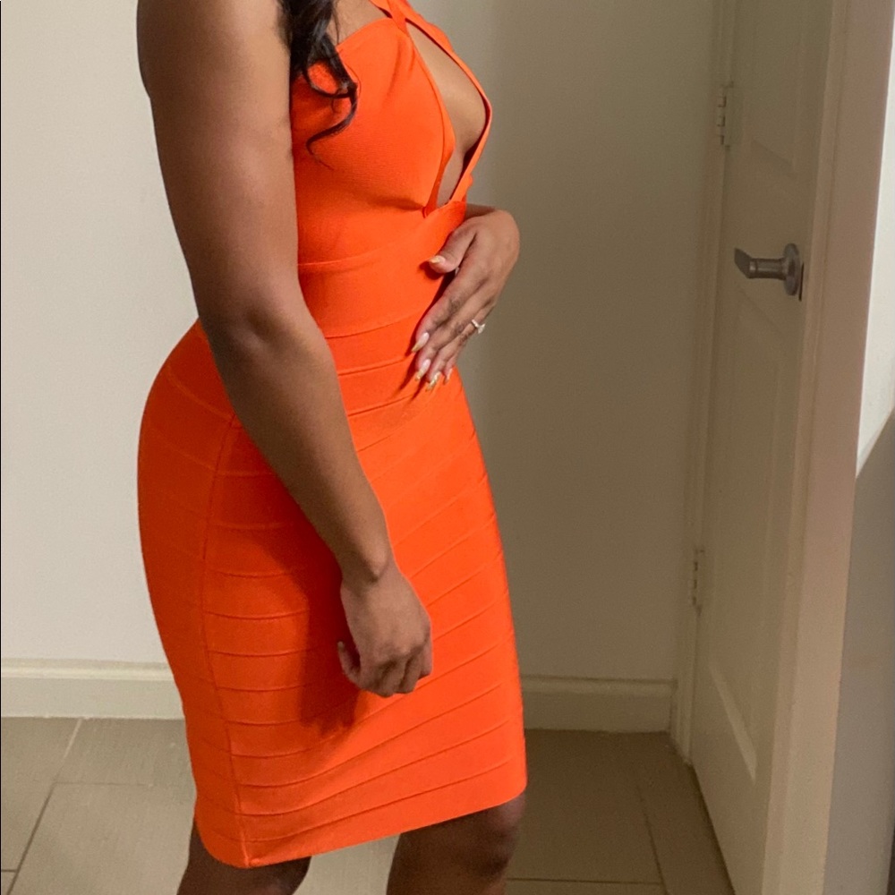 Vibrant Orange Bandage dress